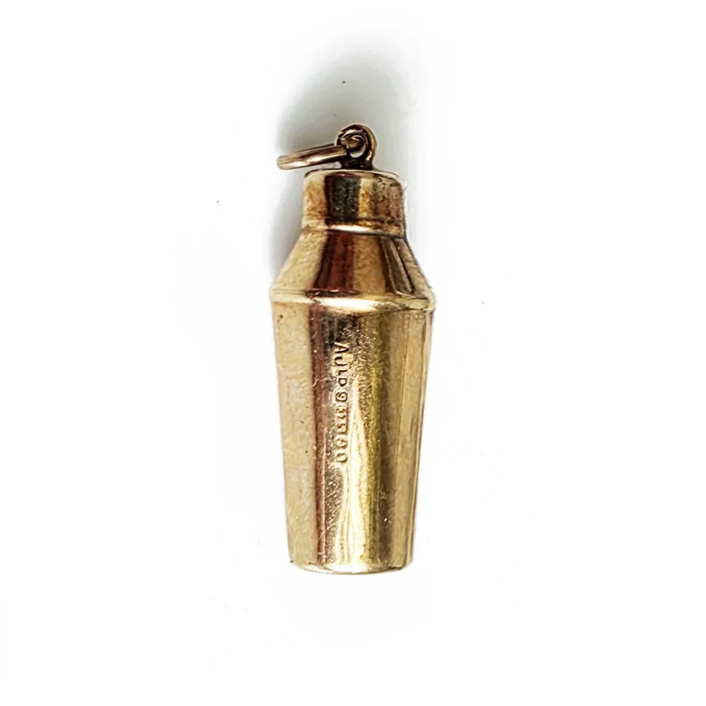 1970s Gold Cocktail Shaker Charm / Pendant