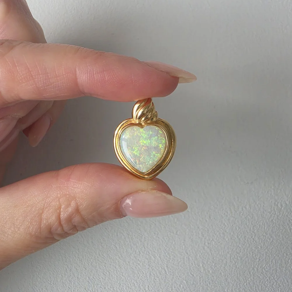 Vintage Opal 'Flaming Heart' Pendant