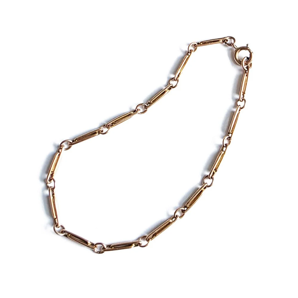 Antique 9ct Rose Gold Interlocked Paperclip Link Bracelet