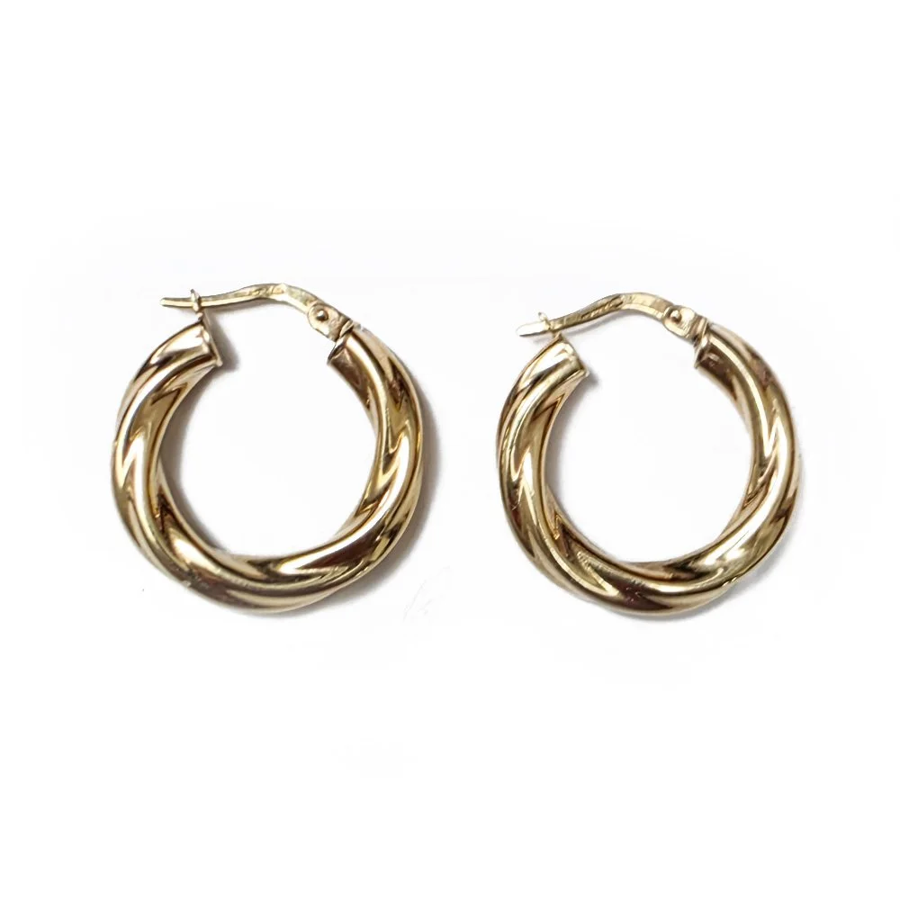 Vintage 9ct Gold 'Midi' Ridged Twist Hoops