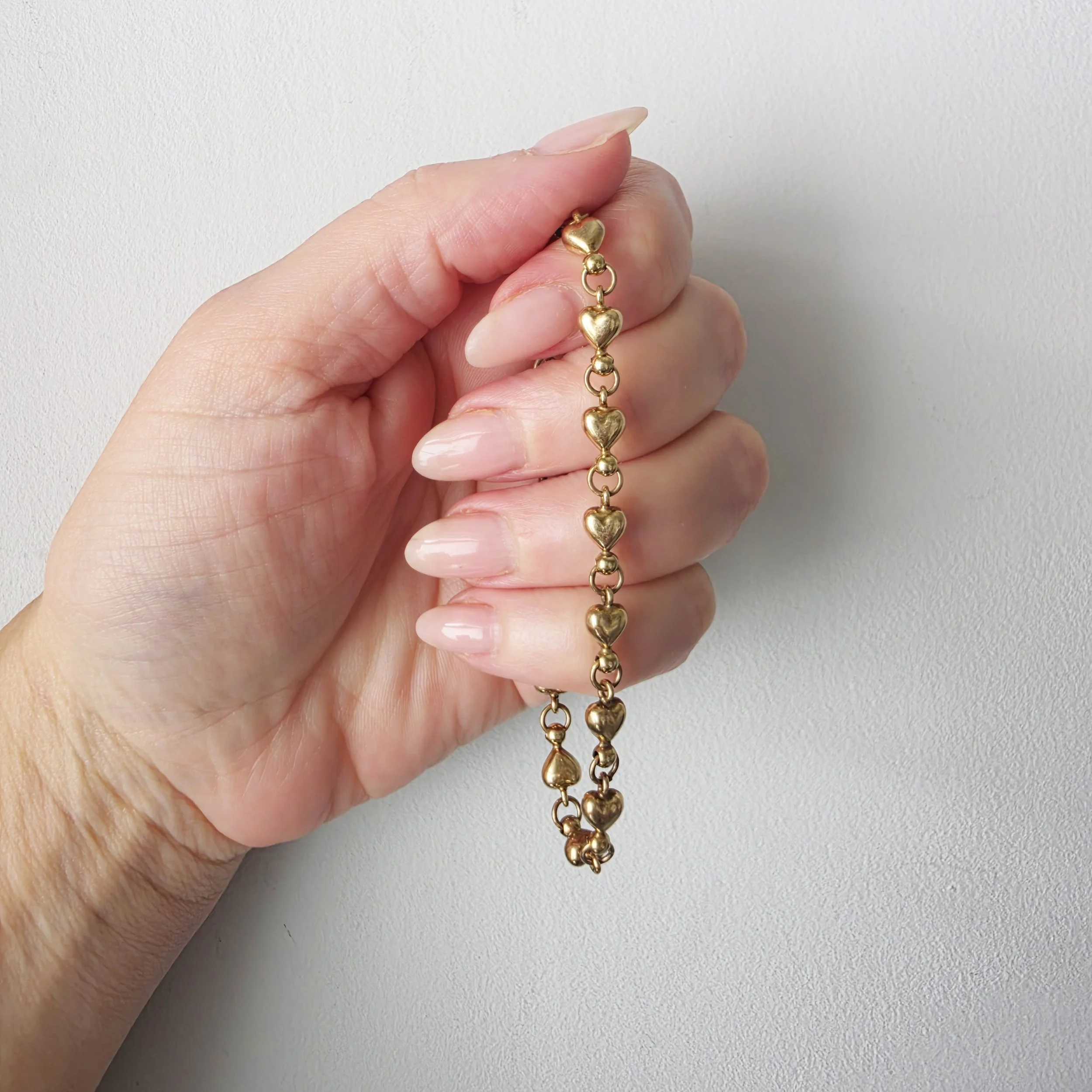 Vintage 9ct Gold Puffy Heart Bracelet