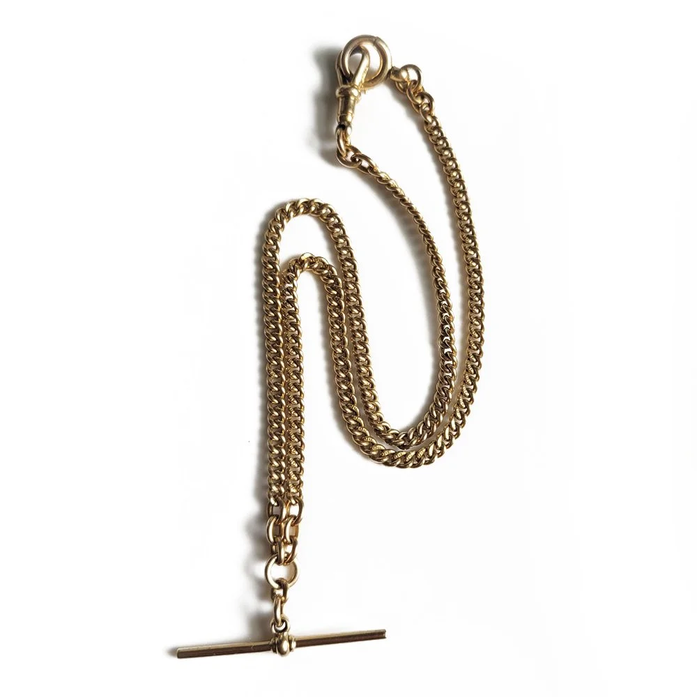 Antique 18ct Gold Slim Curb Link Albert Chain