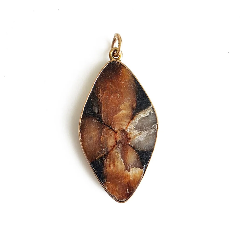 Victorian Chiastolite 'Four Leaf Clover' Pendant