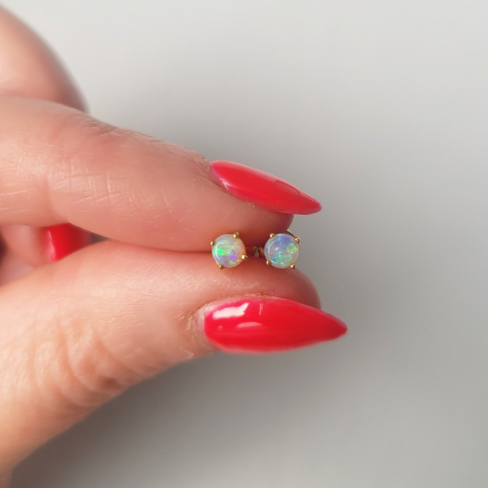 Baby White Opal Stud Earrings