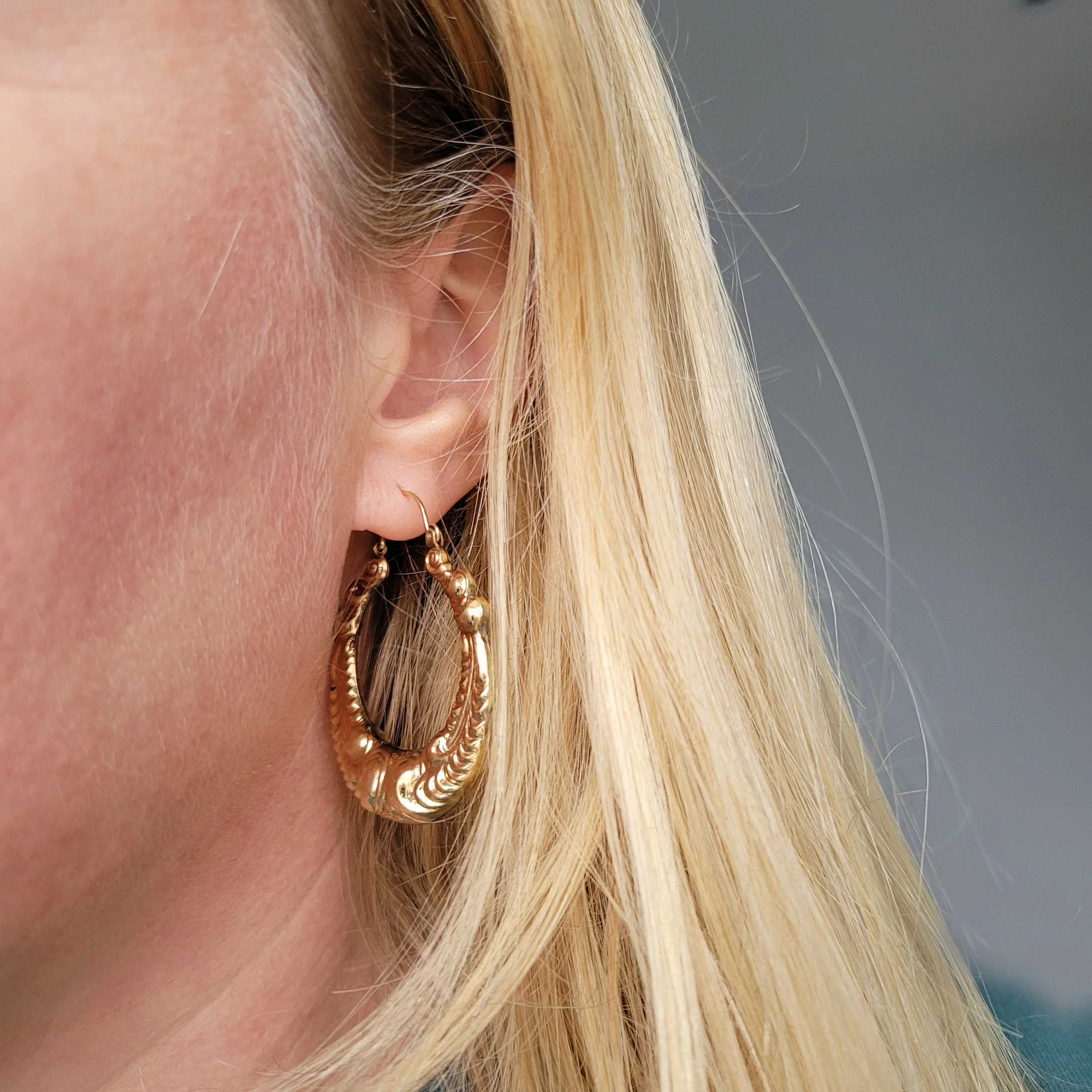 Vintage 9ct Gold Big & Bold Creole Style Hoops