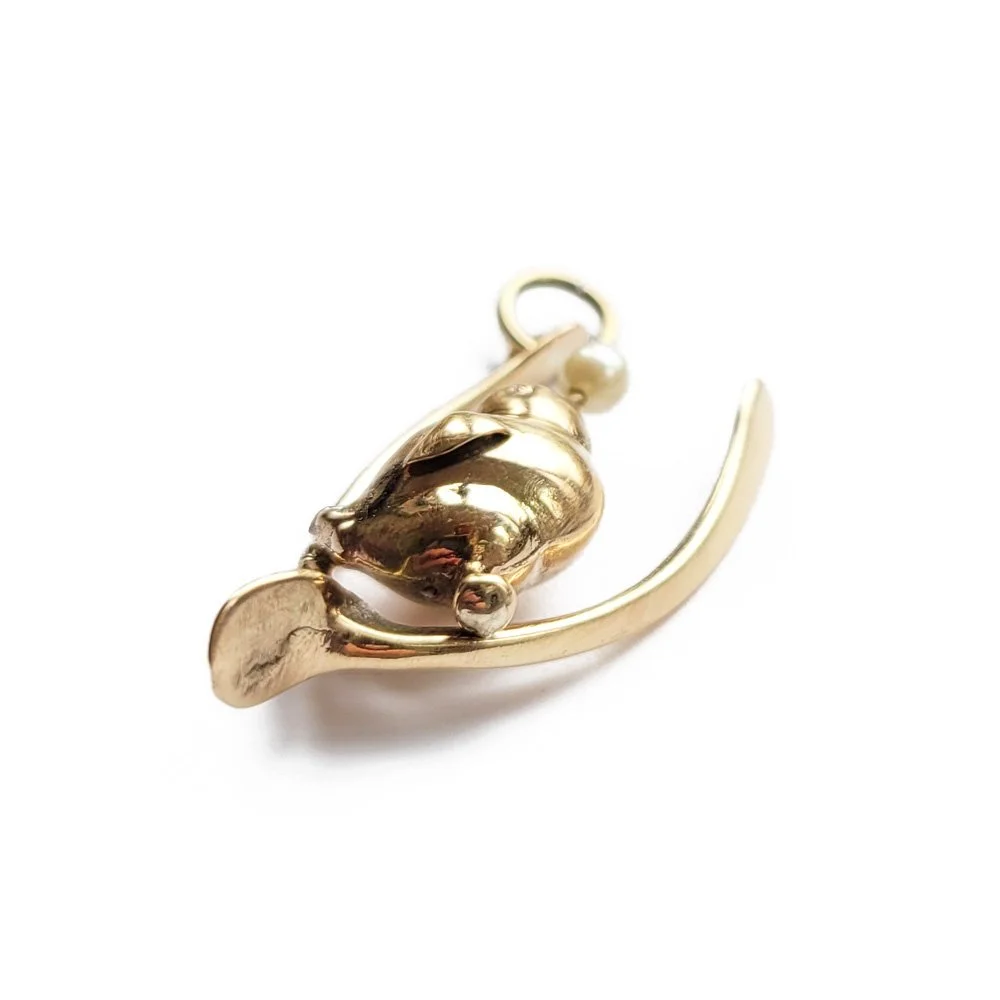 Cutest Ever Vintage Chick & Wishbone Pendant