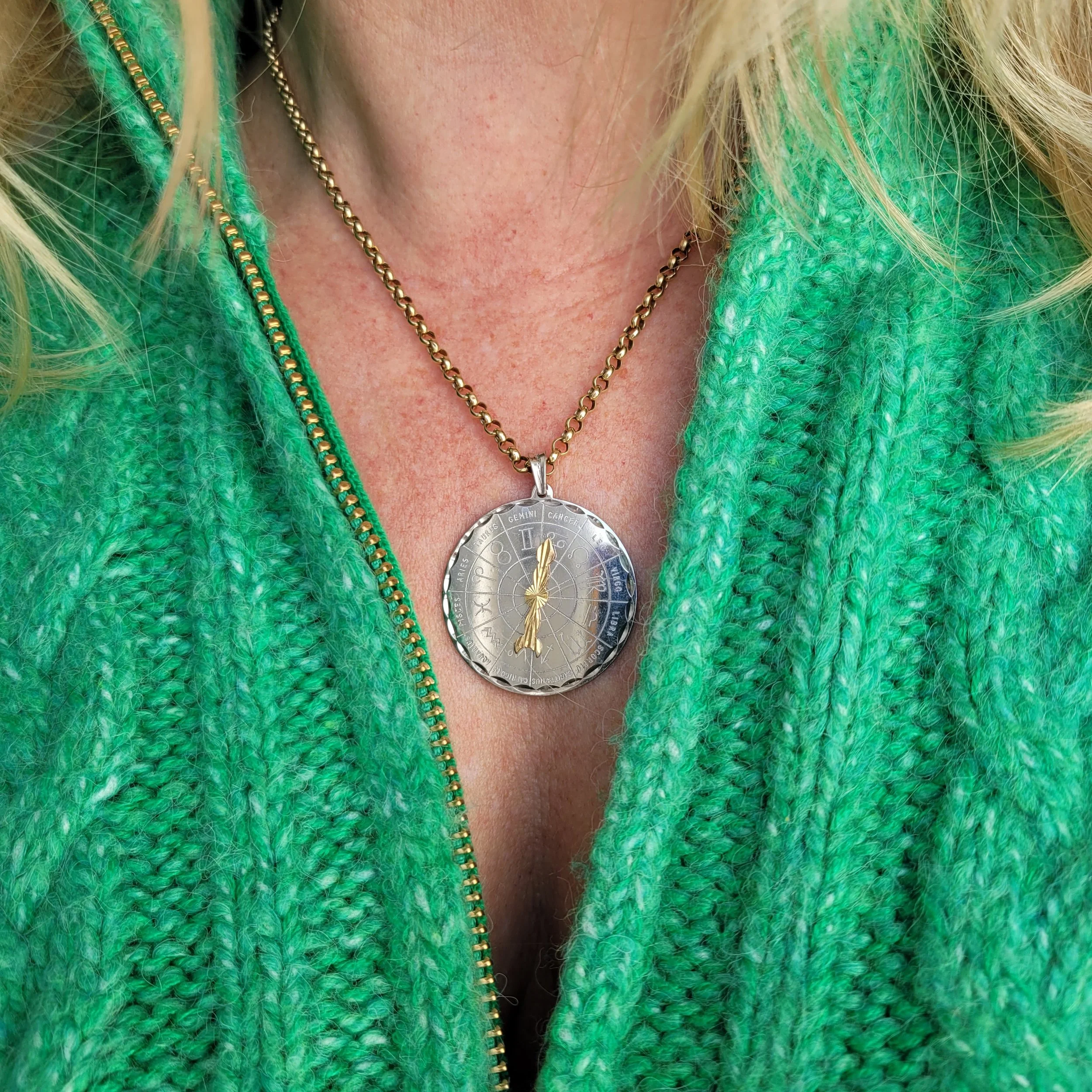 1970s Silver Zodiac Dial Pendant