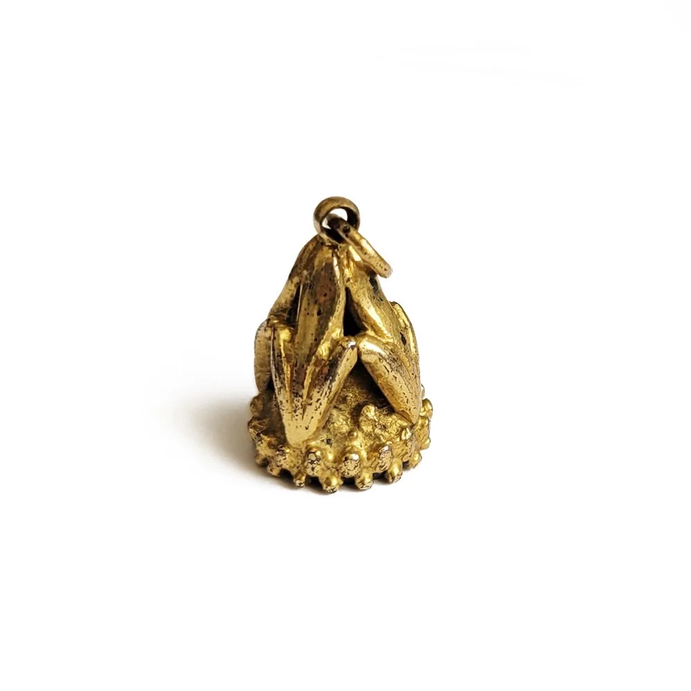 Victorian Gilt Metal 'Think to You' Pansy  Fob Pendant