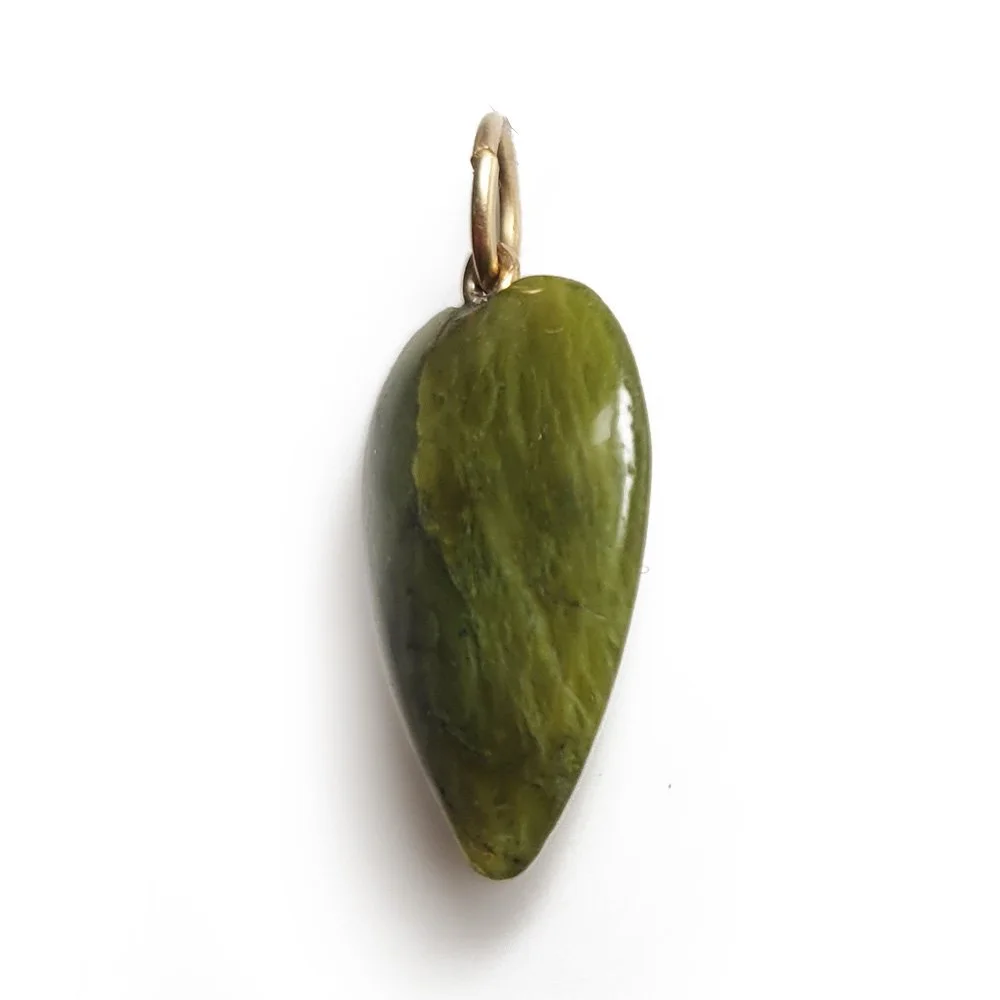 Antique Green Stone Heart Pendant