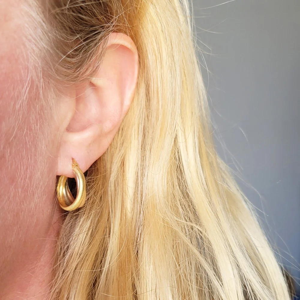 Super Chic 18ct Tri-colour Hoop Earrings