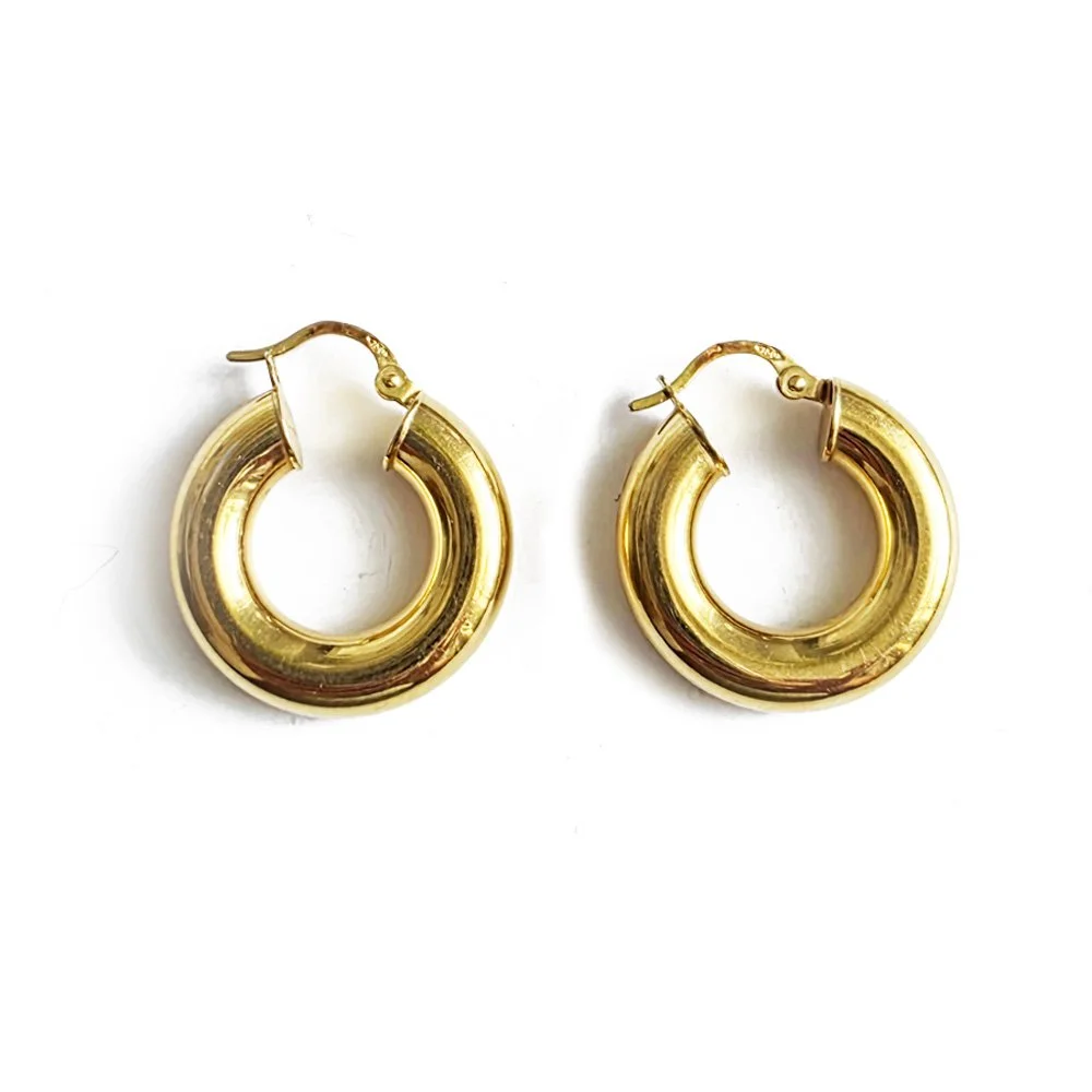 Vintage 18ct Gold Chubby Tube Hoops