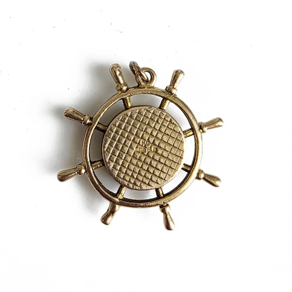 1960s Ship's Wheel Compass Pendant