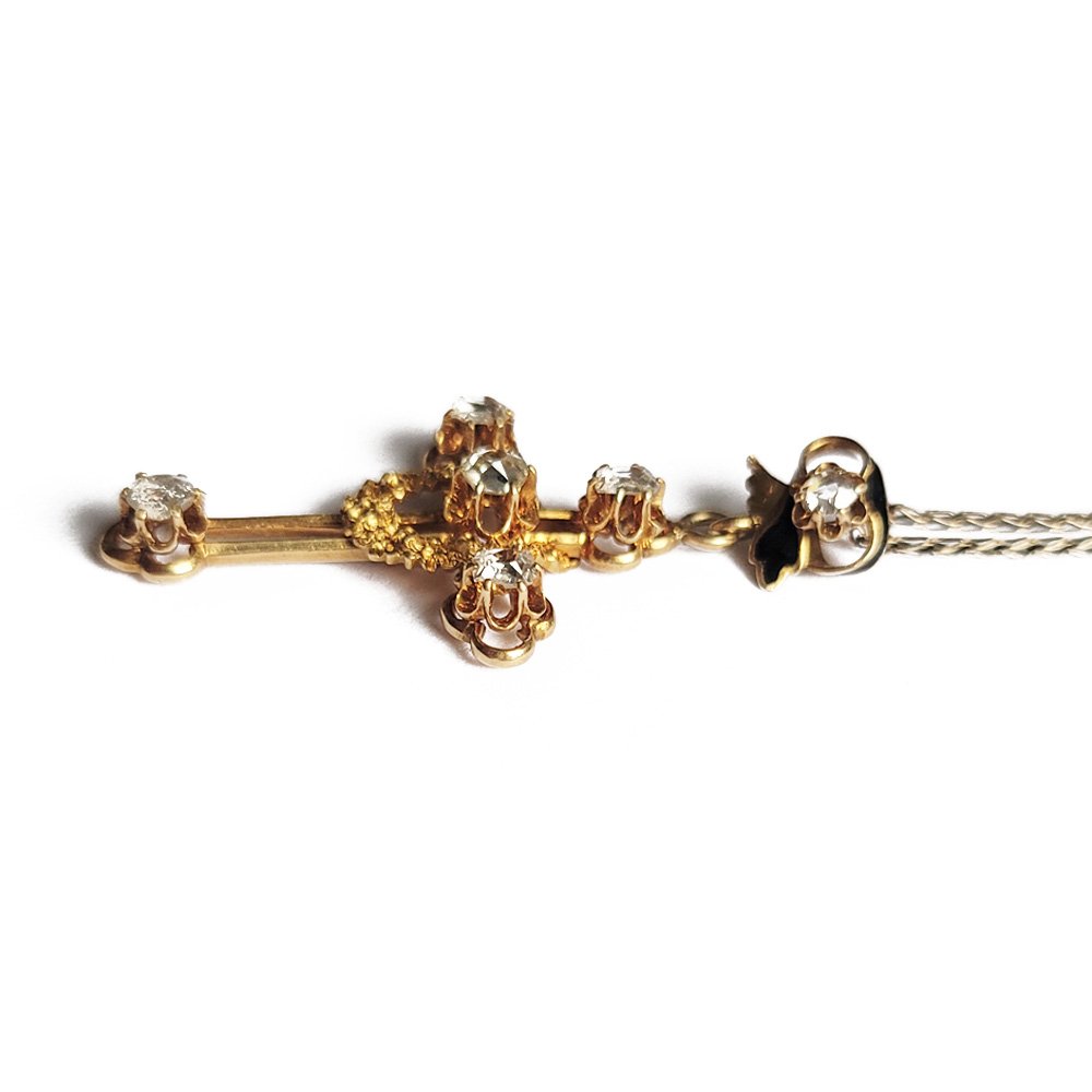 Victorian 18ct Gold & Old Cut Diamond Cross Pendant