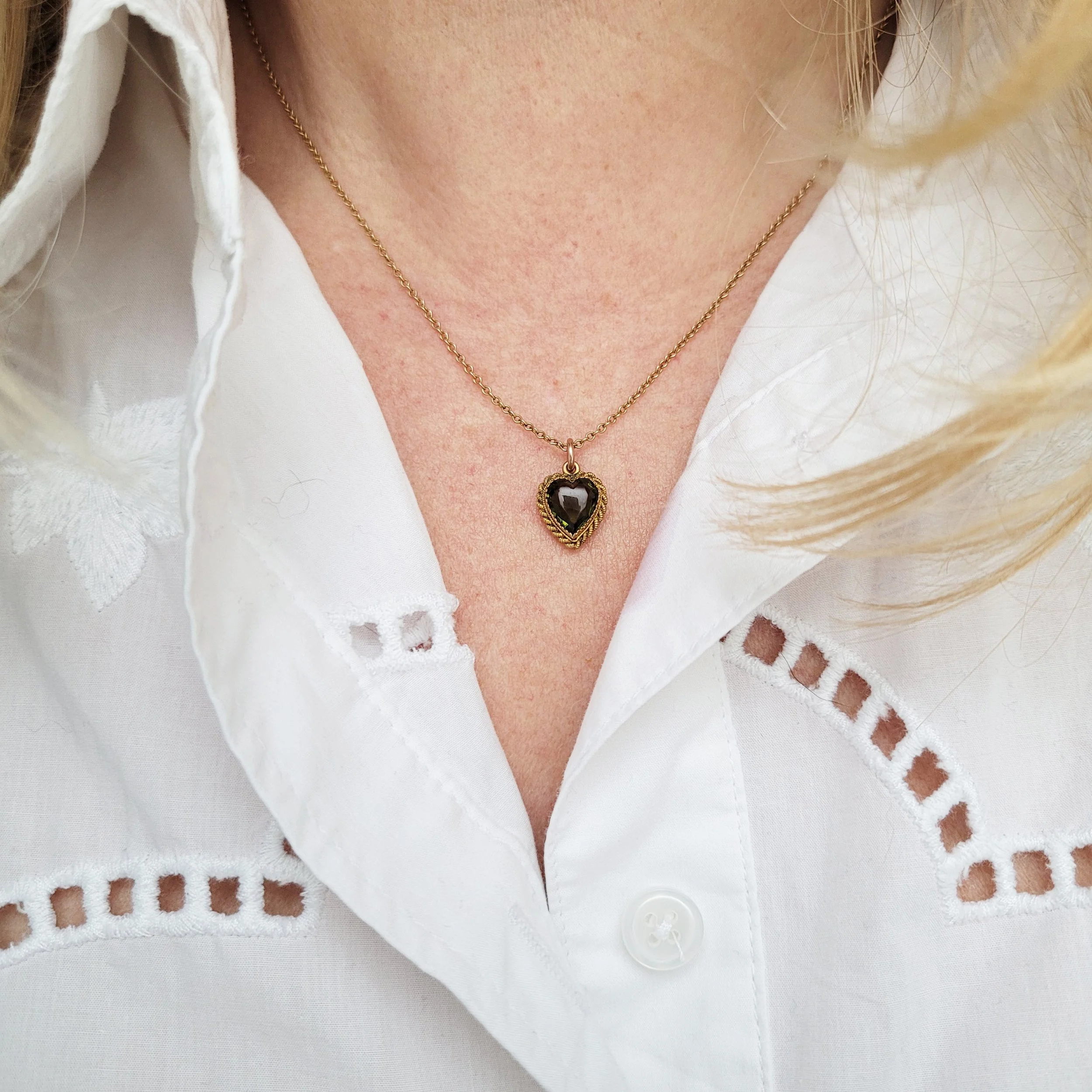 Super Sweet Victorian Tourmaline Heart Pendant