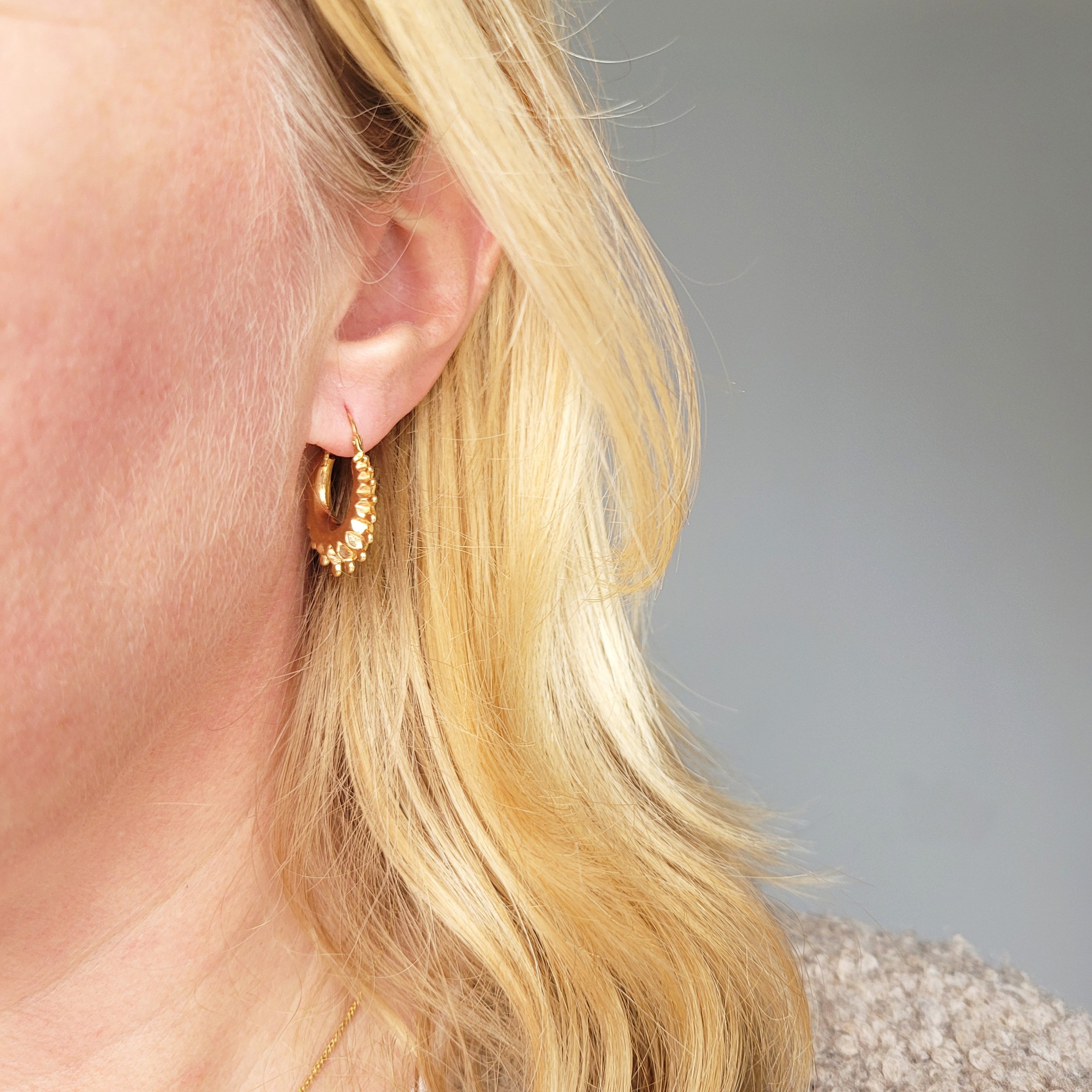 Vintage 9ct Gold 'Cockspur' Creole Hoop Earrings