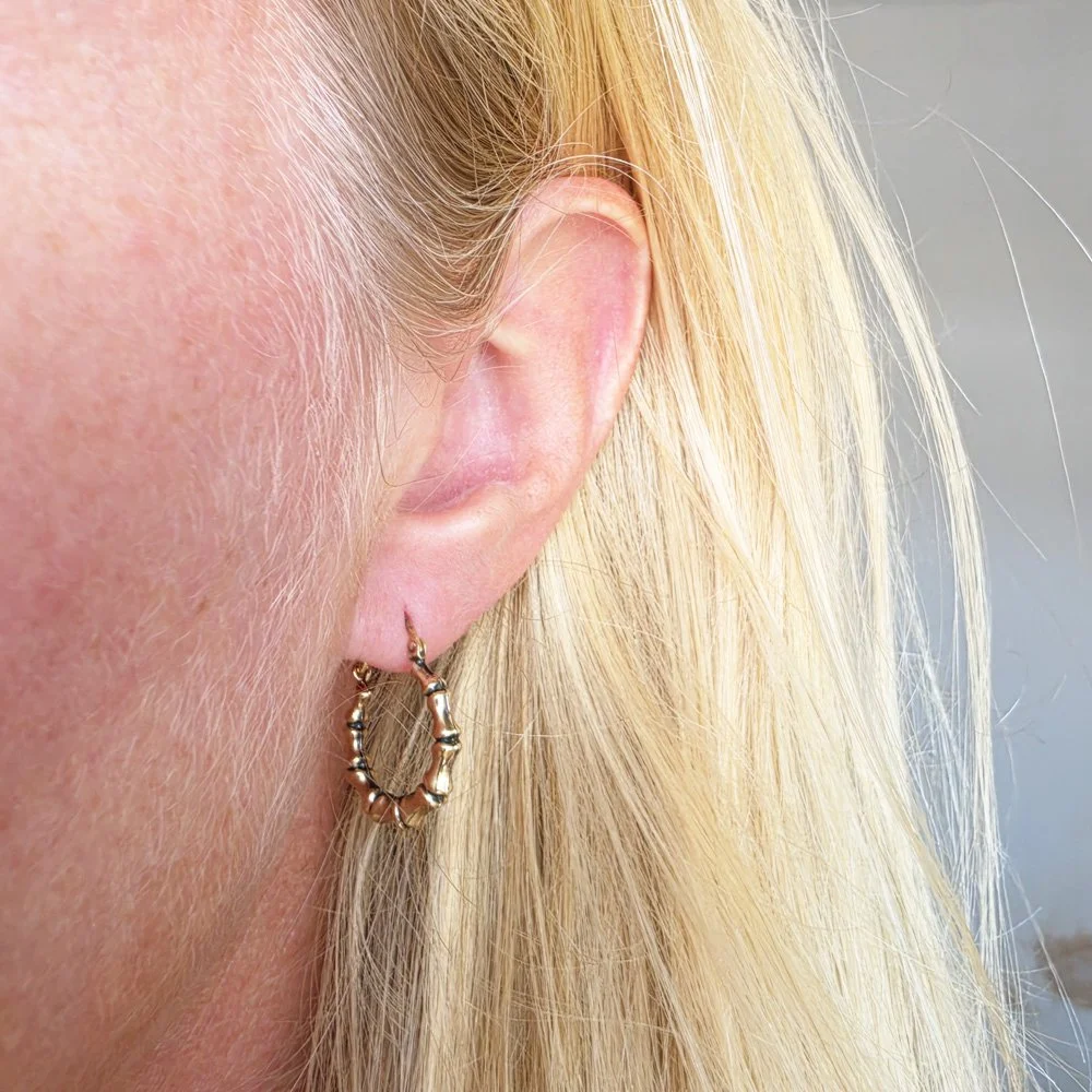 Vintage 9ct Gold Baby Bamboo Hoops