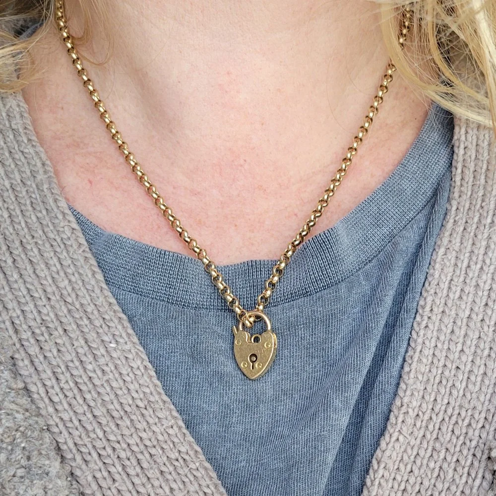 Antique 9ct Yellow Gold Heart Padlock