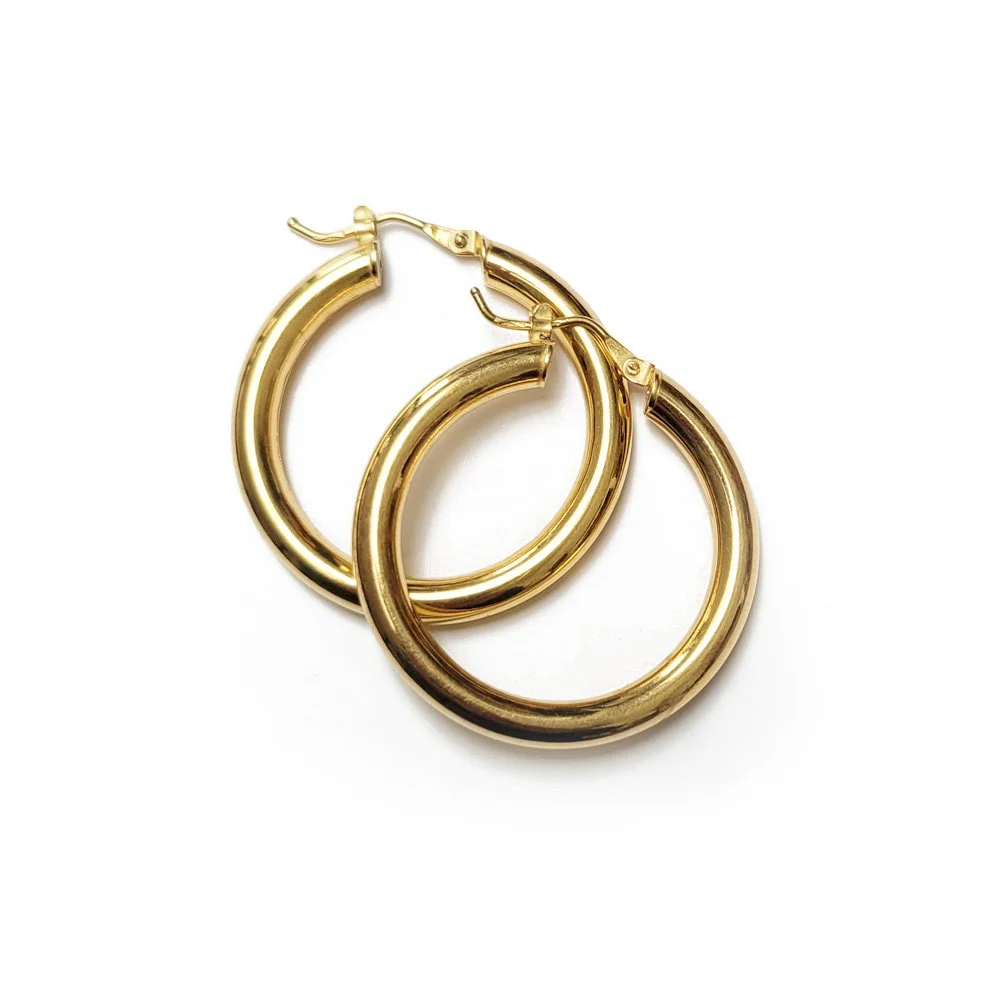 Perfect 18ct Gold Tube Hoops