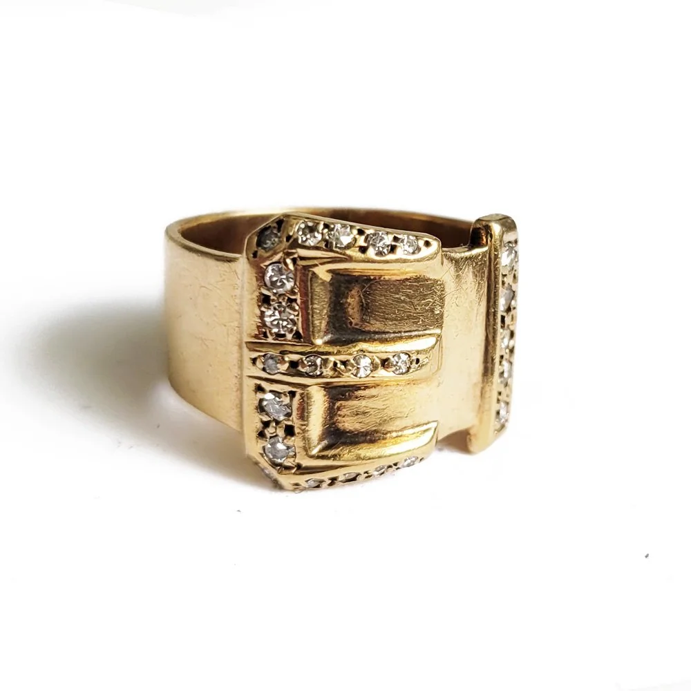 1970s Diamond Set Buckle Ring