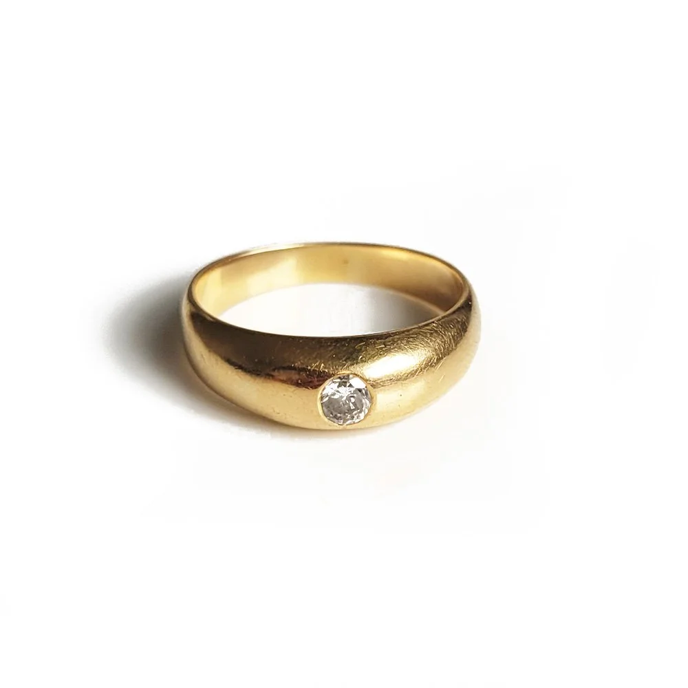 Antique 18ct Gold & Diamond Flush Set Ring