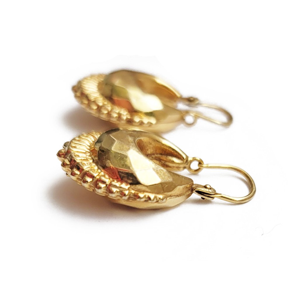 Vintage 9ct Gold 'Etruscan Revival' Creole Hoop Earrings