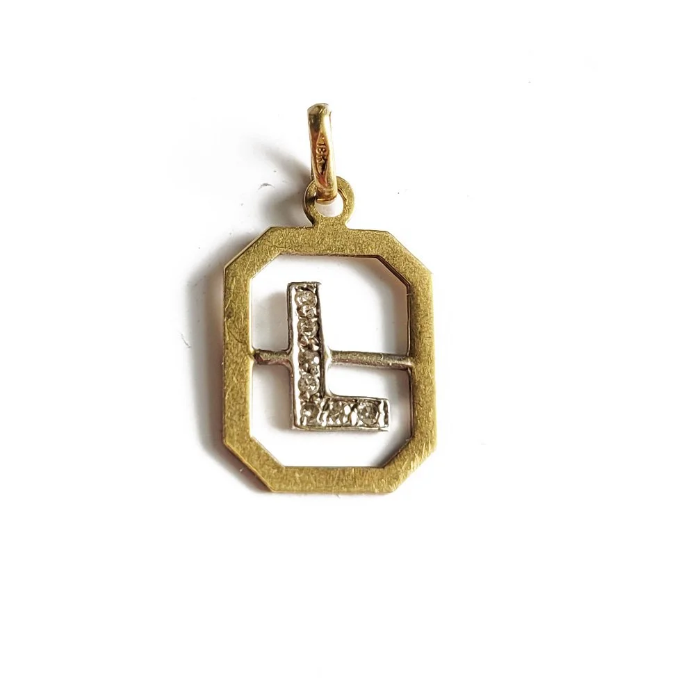 Vintage Diamond 'L' Pendant