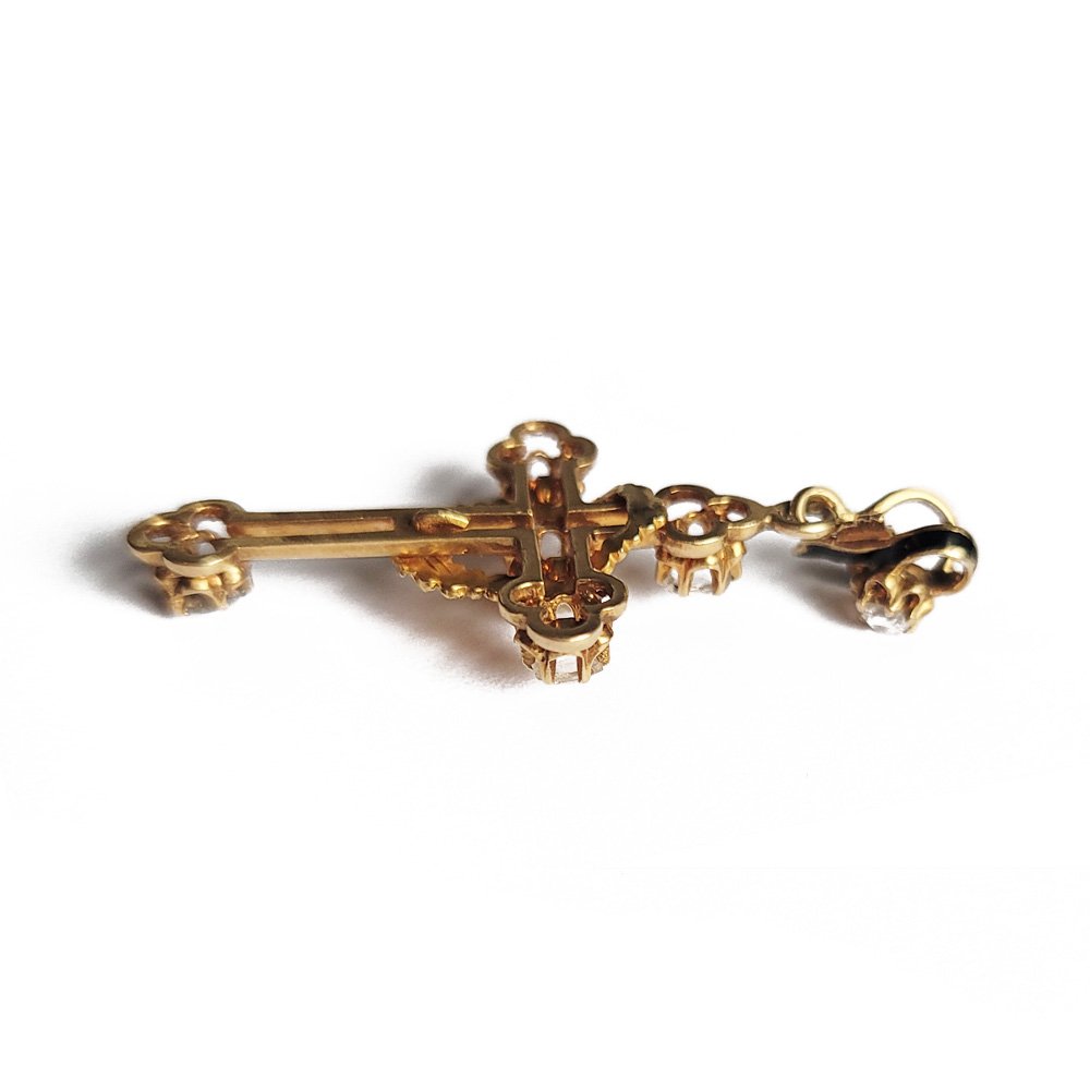 Victorian 18ct Gold & Old Cut Diamond Cross Pendant