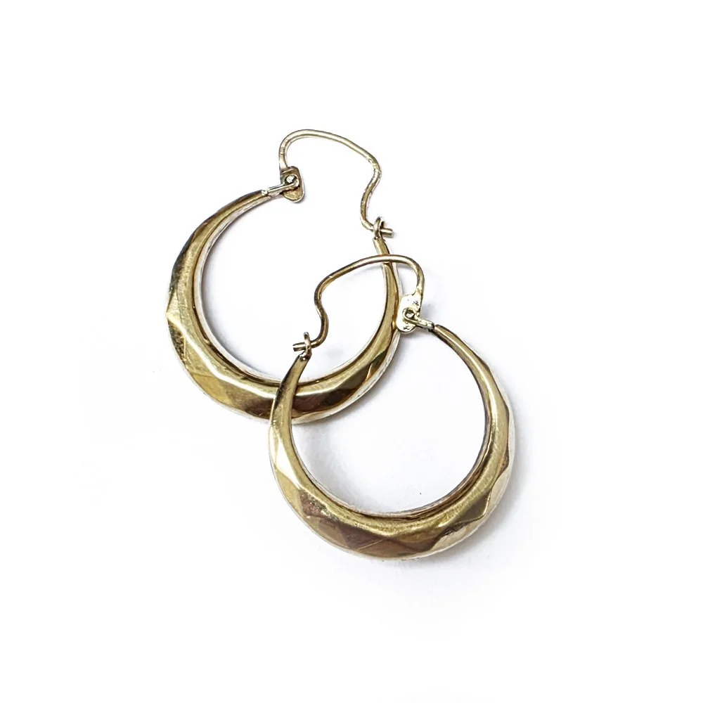 Vintage 9ct Gold Double Sided Crescent Hoops