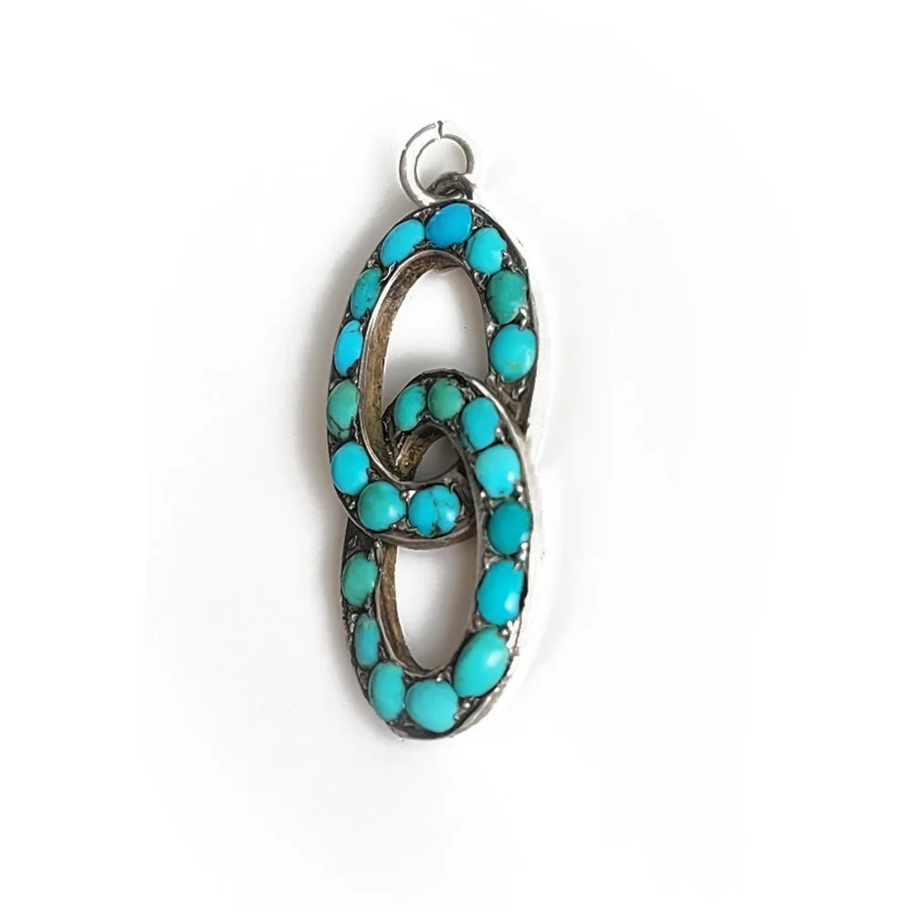 Antique Turquoise Interlocked Ovals Pendant
