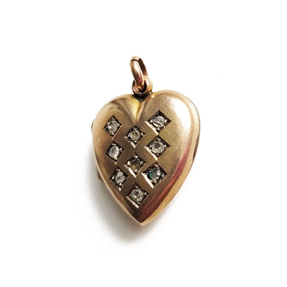Late Victorian Rose Diamond Heart Locket