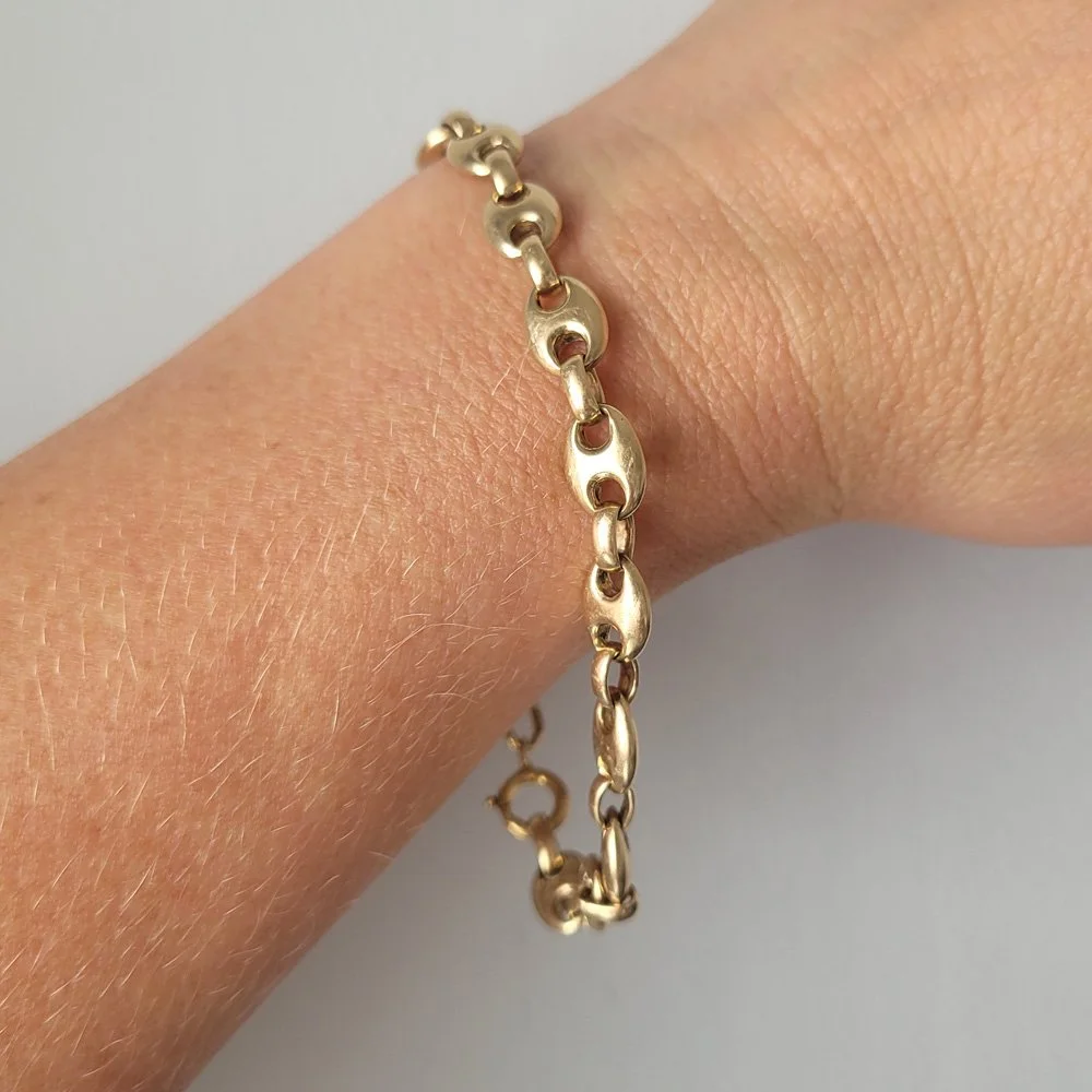 Vintage 9ct Gold Puffy Mariner Bracelet
