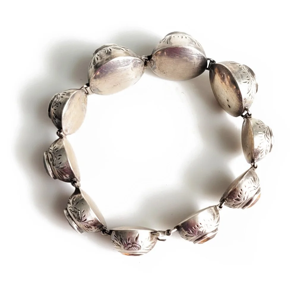 Incredible Victorian Domed Citrine & Silver Bracelet
