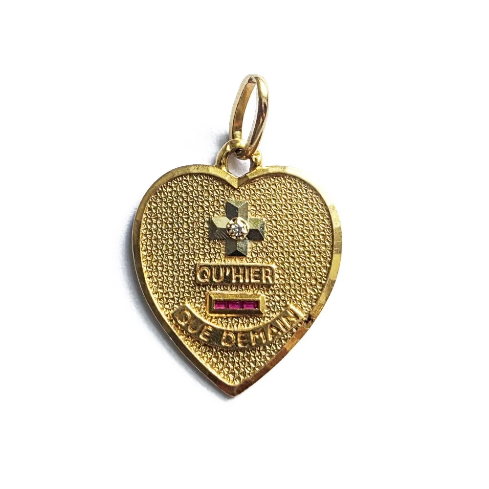 Vintage 18ct Gold A. Augis Heart Shaped 'Medaille d'Amour'