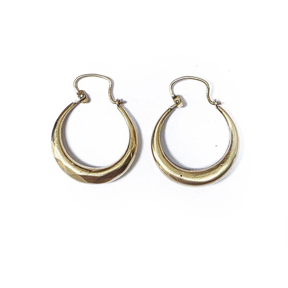 Vintage 9ct Gold Double Sided Crescent Hoops