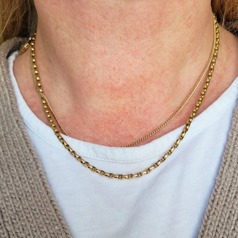 Antique 9ct Gold Belcher/Biker Link Chain with Barrel Clasp