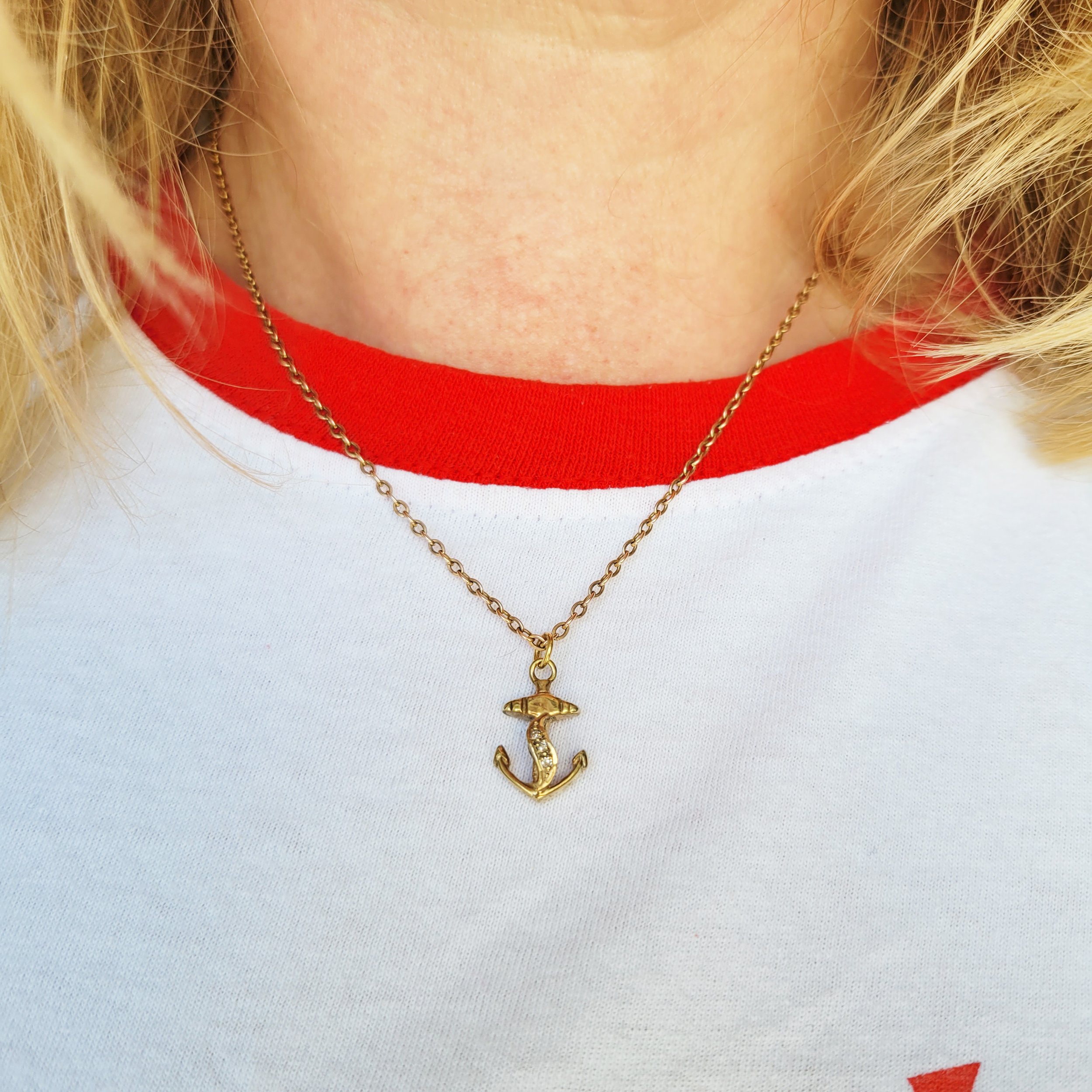 Super Cute Victorian Diamond Anchor Pendant
