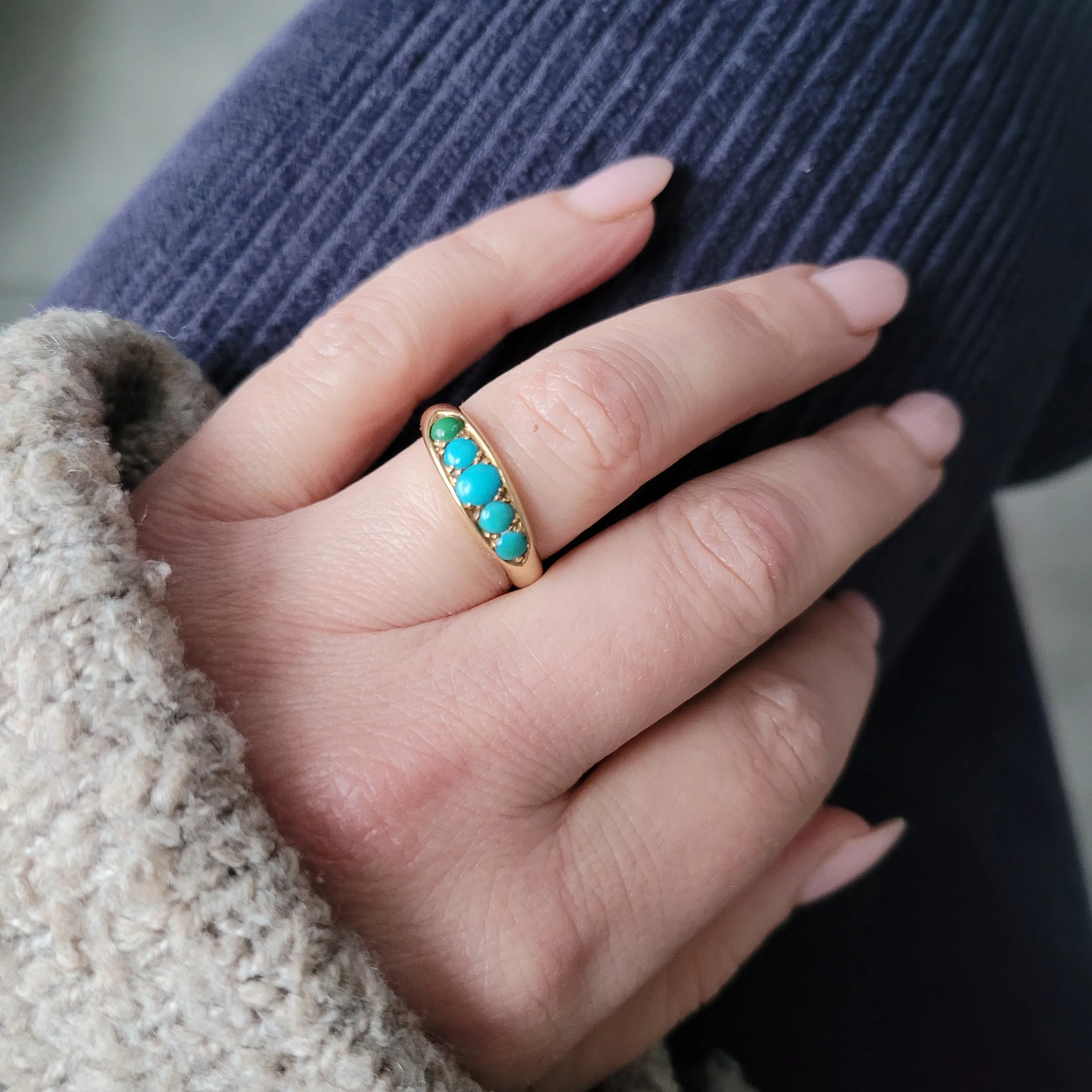 Victorian Turquoise Five Stone Ring