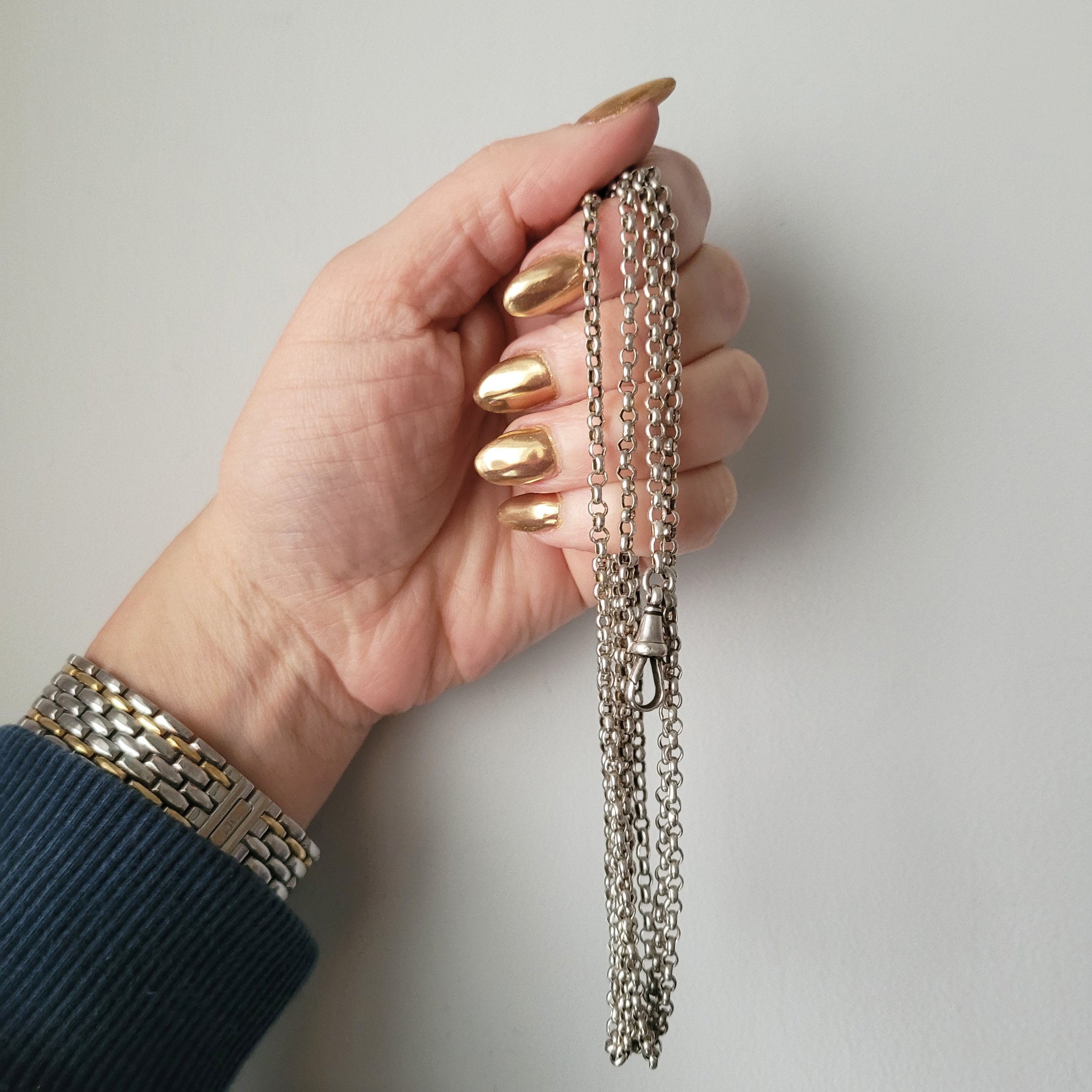 Antique Silver Belcher Link Longguard Chain