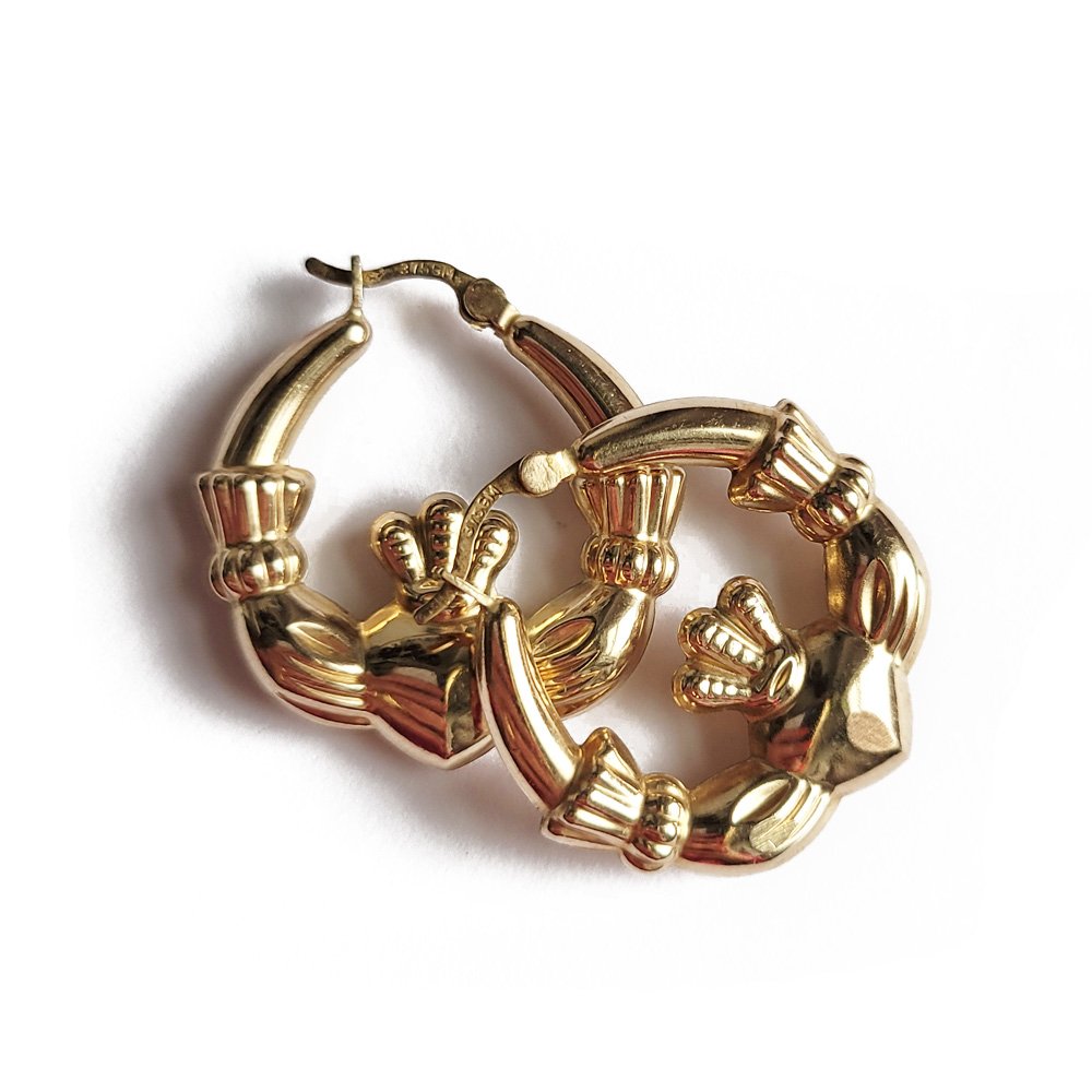 Puffy Claddagh Hoops