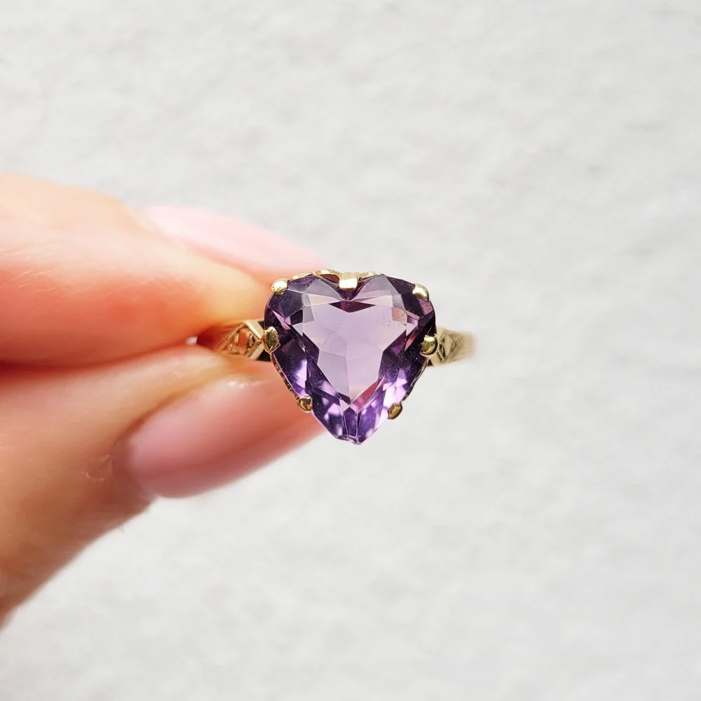 Vintage Amethyst Heart Ring