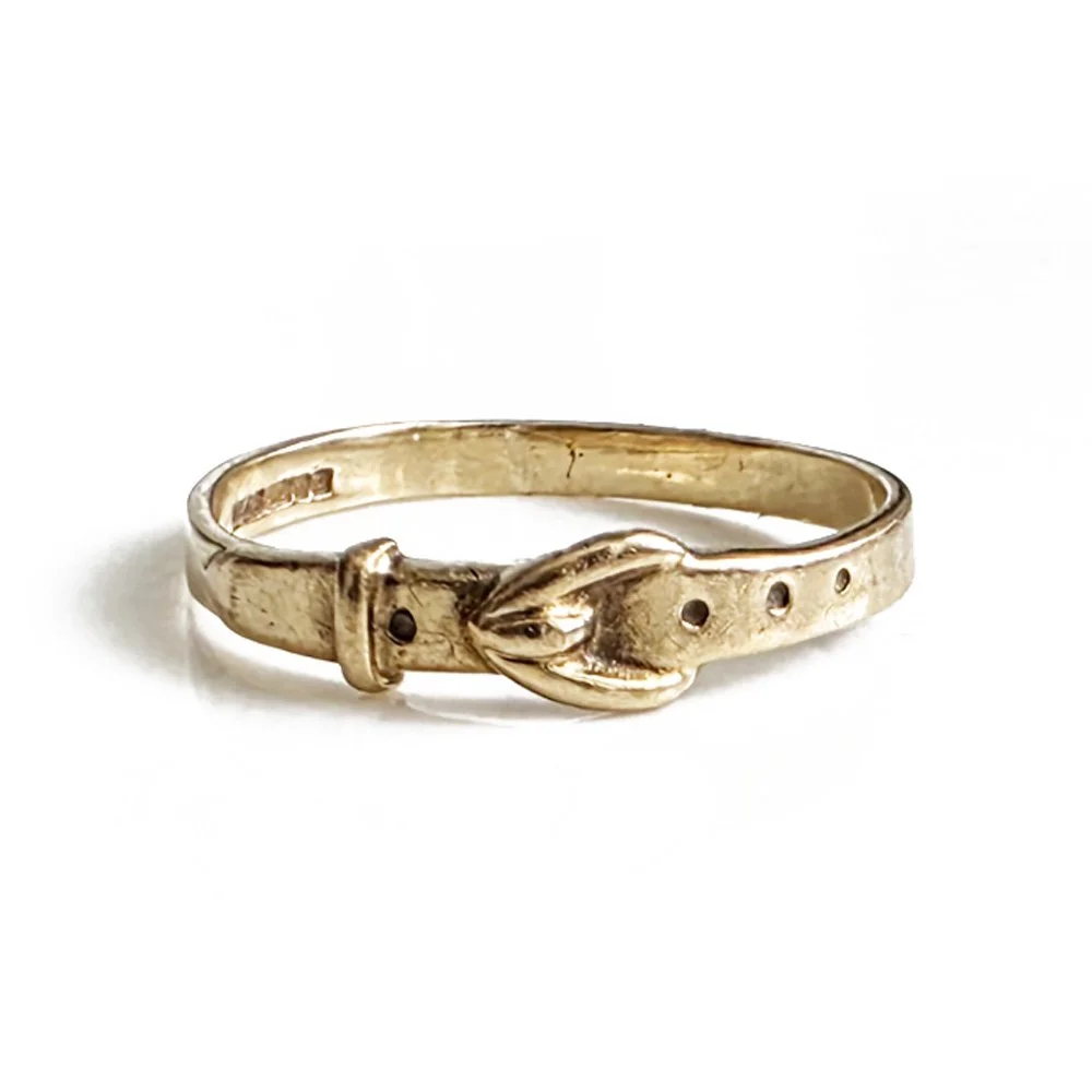 Vintage 9ct Gold Slim Buckle Ring