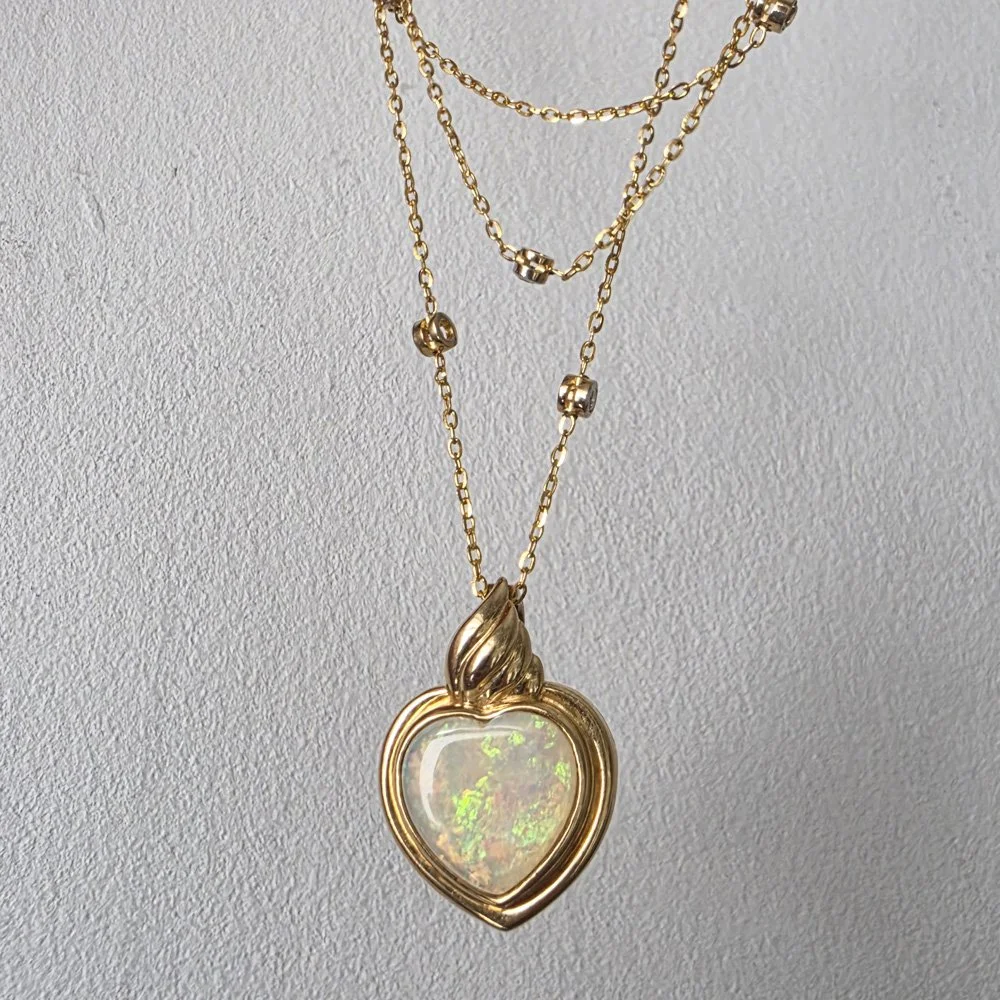 Vintage Opal 'Flaming Heart' Pendant