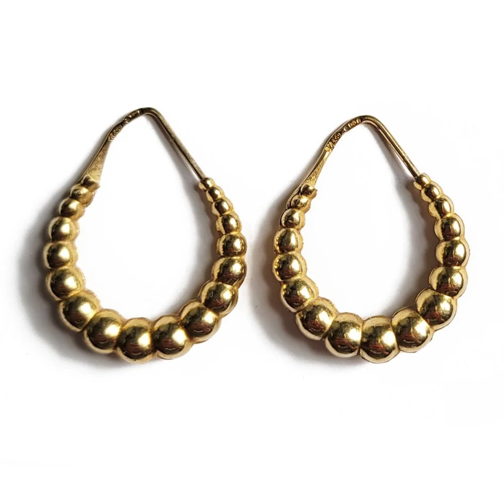 Vintage 9ct Gold 'Ball Bearing' Hoop Earrings
