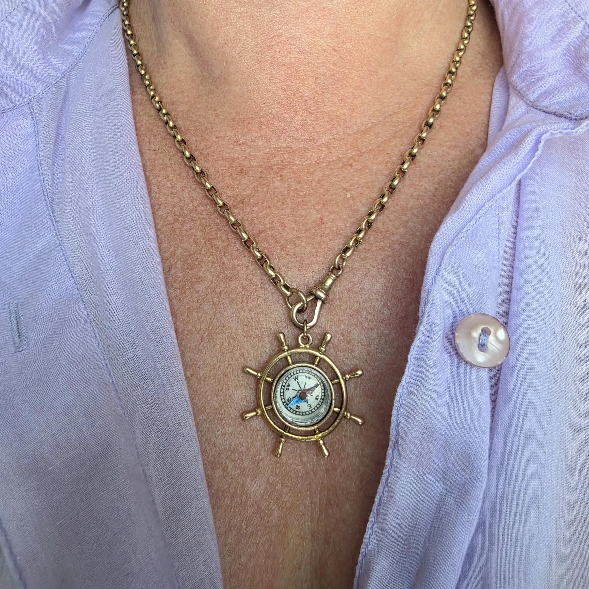 1960s Ship's Wheel Compass Pendant Jewels Antiqua