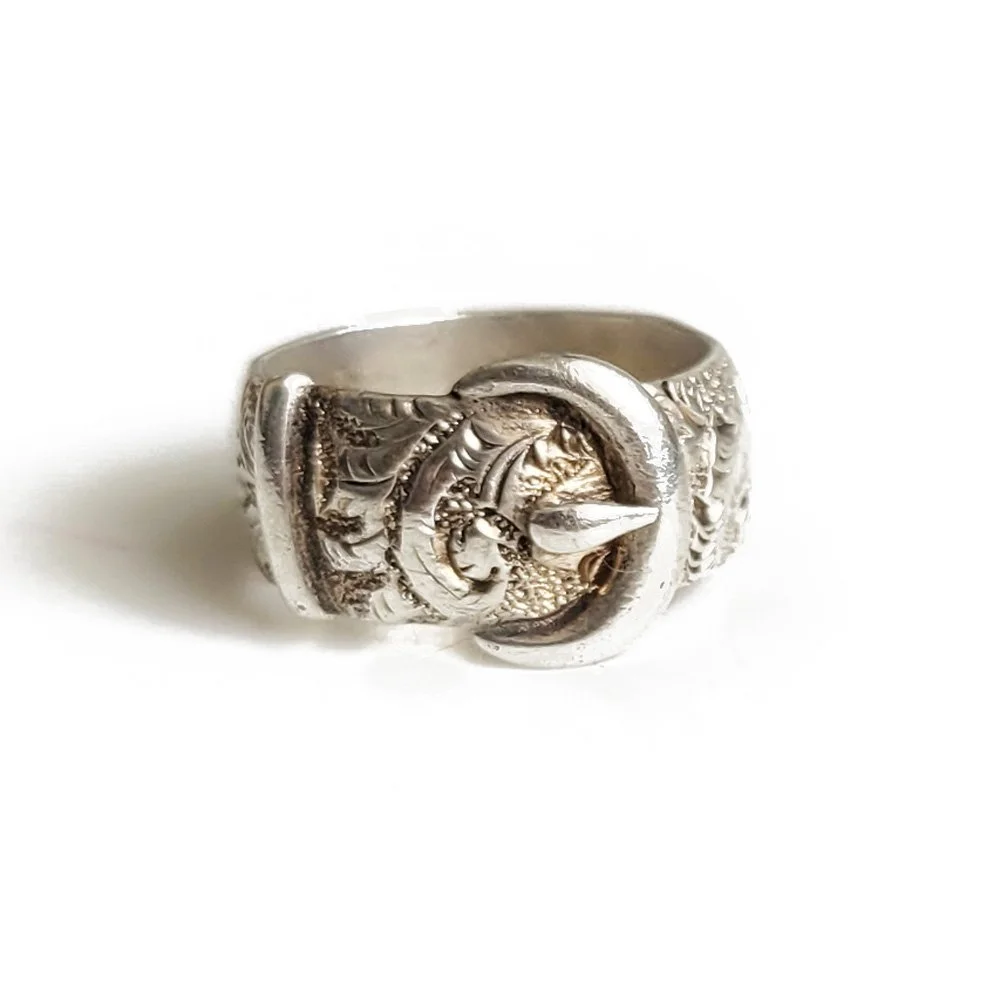Beautifully Wide Victorian Silver Buckle Ring