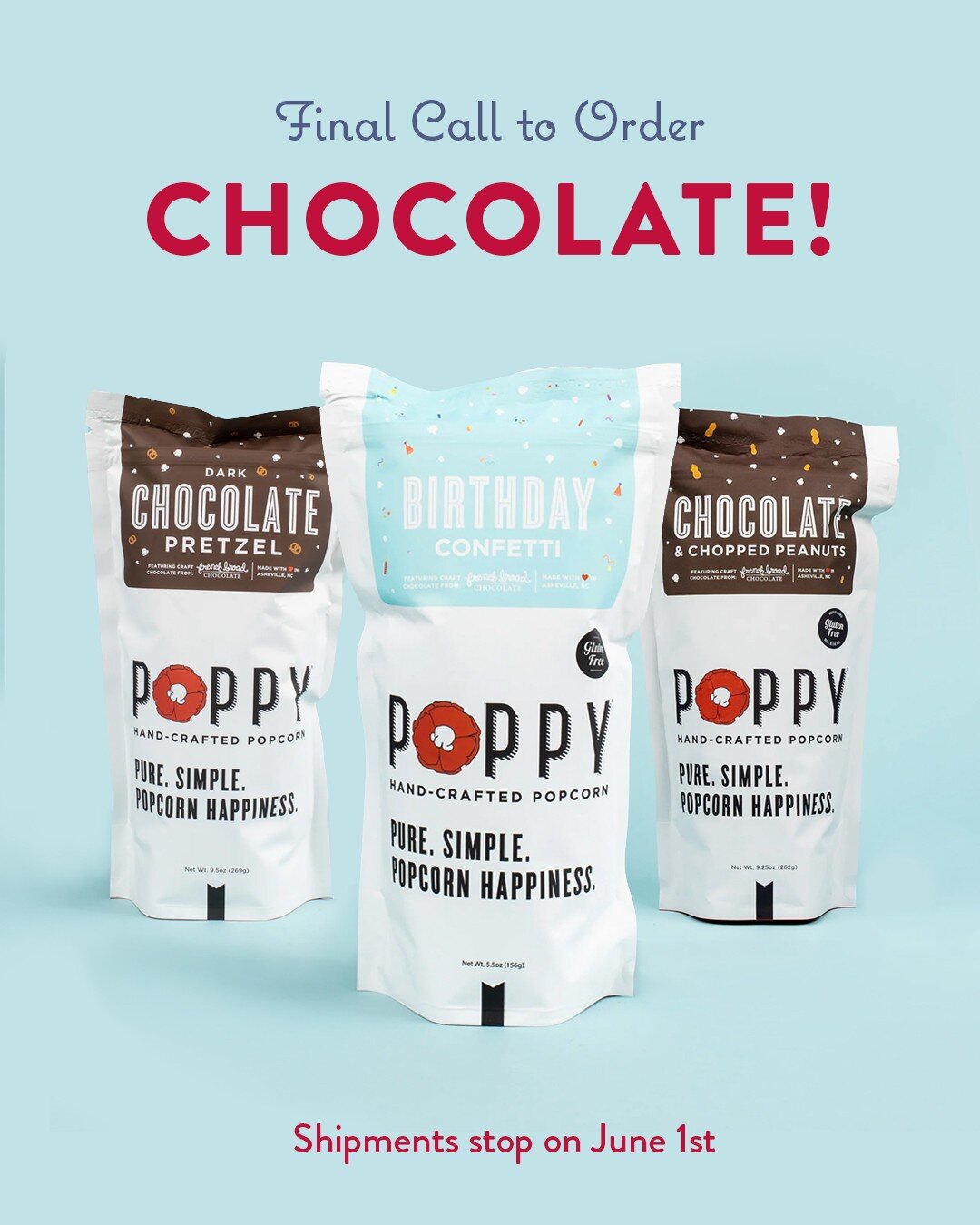 Stock up on your favorite chocolate flavors from @poppyhandcraftedpopcorn before they stop shipping on June 1st!🍫

Contact your local rep or shop Poppy at danrichgroup.com/shop-online.

#popcornhappiness #poppyhandcraftedpopcorn #popcornlover #summe
