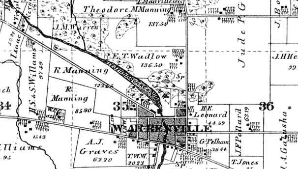 Map of early Warrenville showing Rockwell Manning landholdings