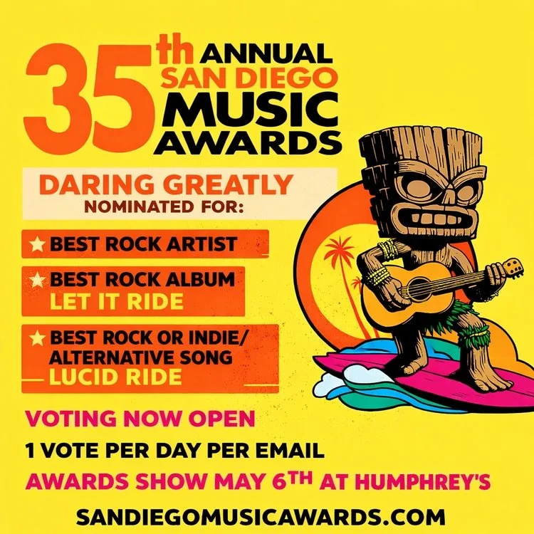 Last year we were lucky enough to walk away from the @sdmusicawards with two wins.

This year, we&rsquo;re back on the list &mdash; and the @sandiegouniontribune even mentioned us as one of the top nominees for 2026 along with @ladyrebeccajade @sligh