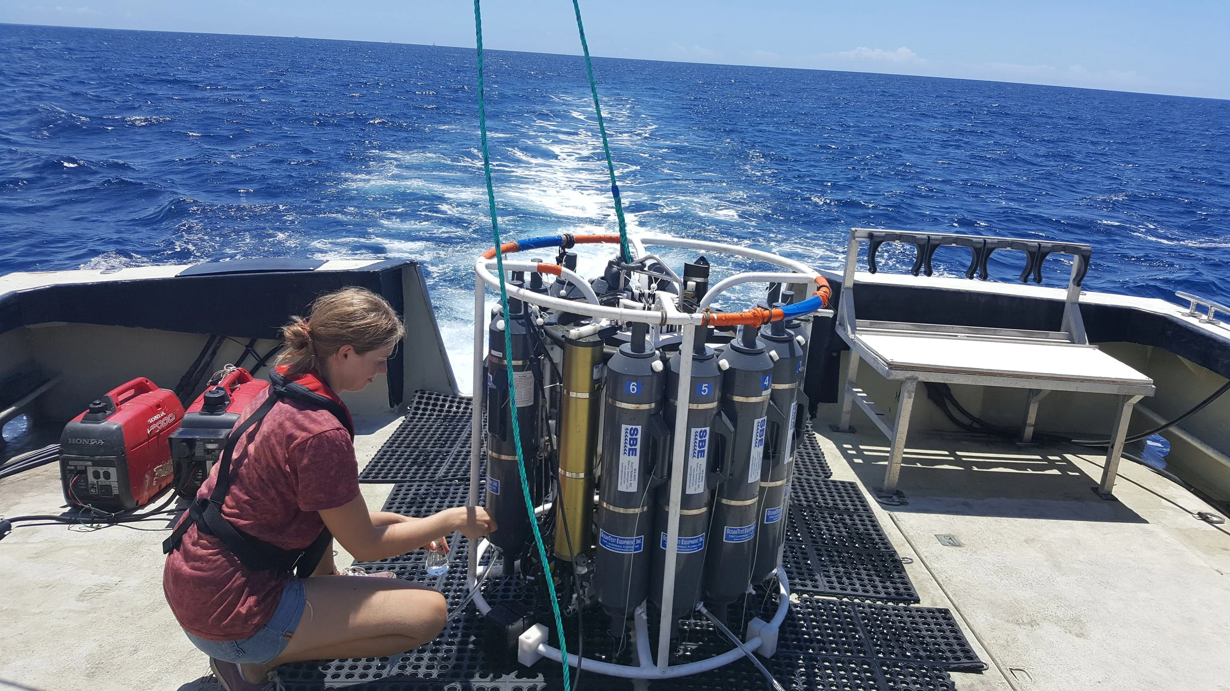 Collecting water samples from CTD cast for SWAC