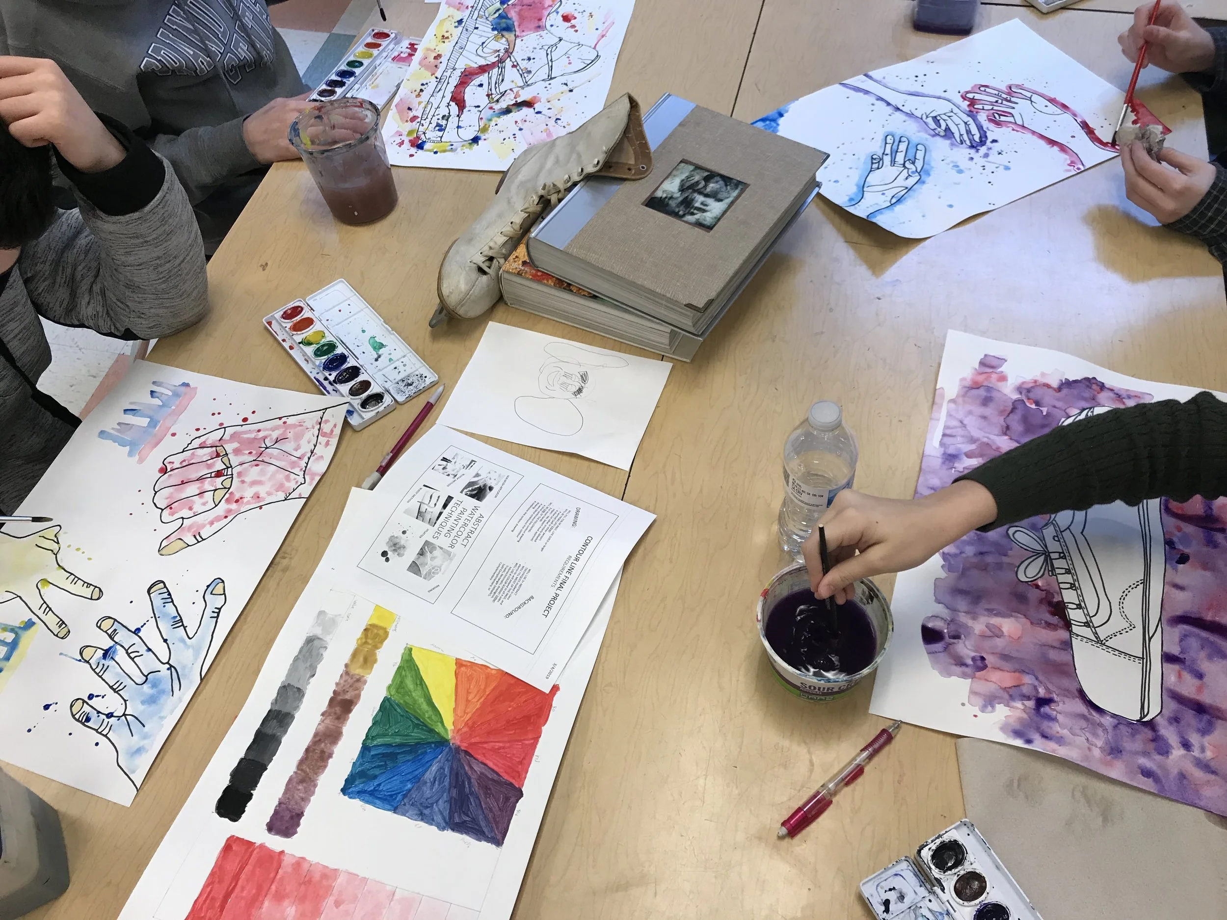 HS Art Foundations Contour Line &amp; Abstract Watercolor Painting